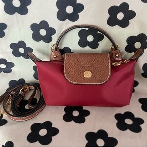 Longchamp Le Pliage Original Classic Mini Pouch Magenta red Bag